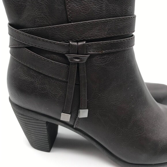 Madeline Girl Olga Ankle Booties Women's Size 8.5M Brown Faux Leather Heel Boots - Picture 5 of 11